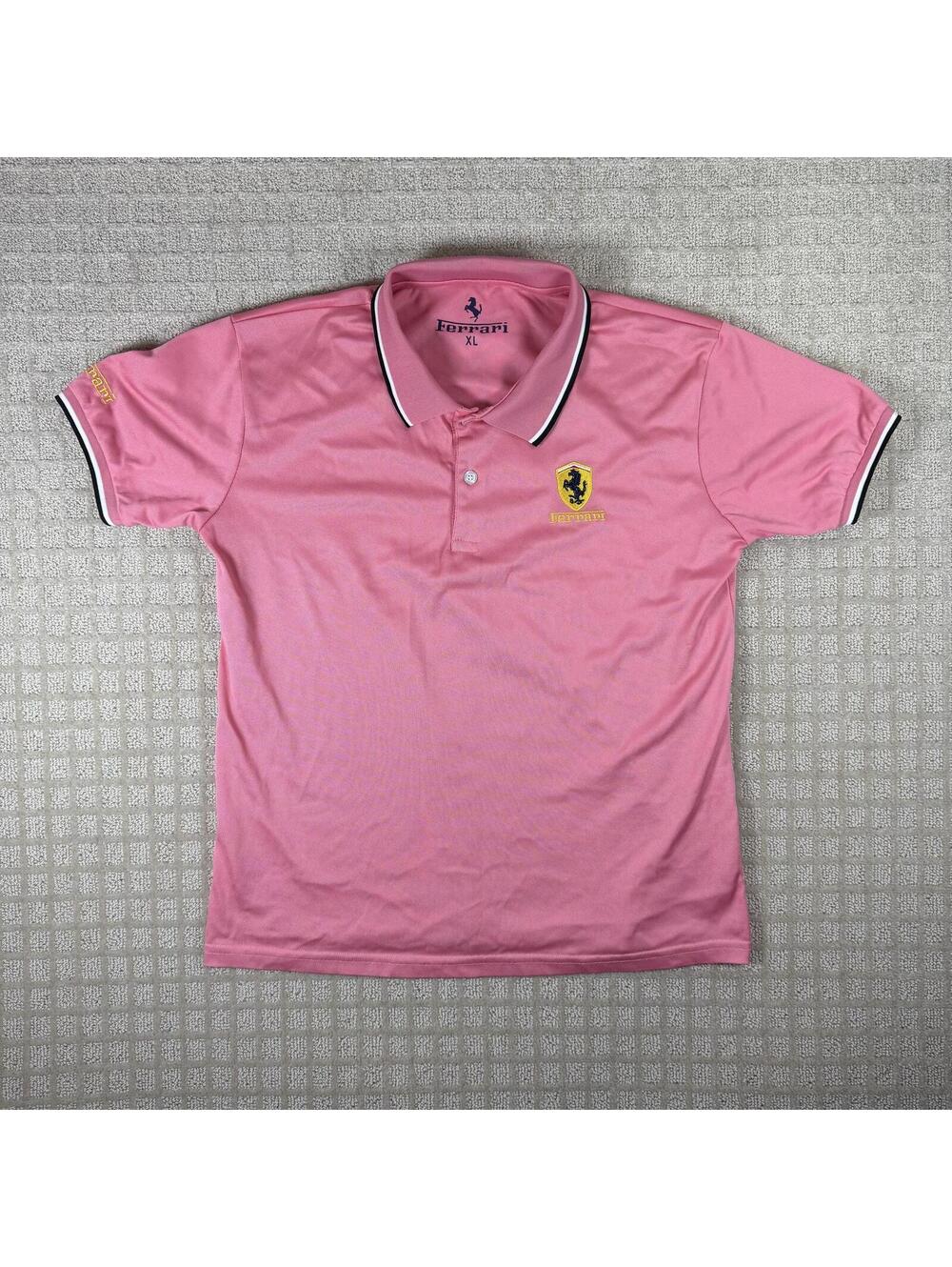 Ferrari Pink Polo Shirt XL Embroidered Logo